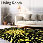 Golden Sunburst Kaleidoscope Rug