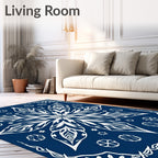 Deep Blue Intricate Floral Burst Rug