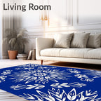 Royal Blue White Radial Floral Rug