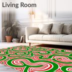 Vibrant Green Red Swirl Texture Rug