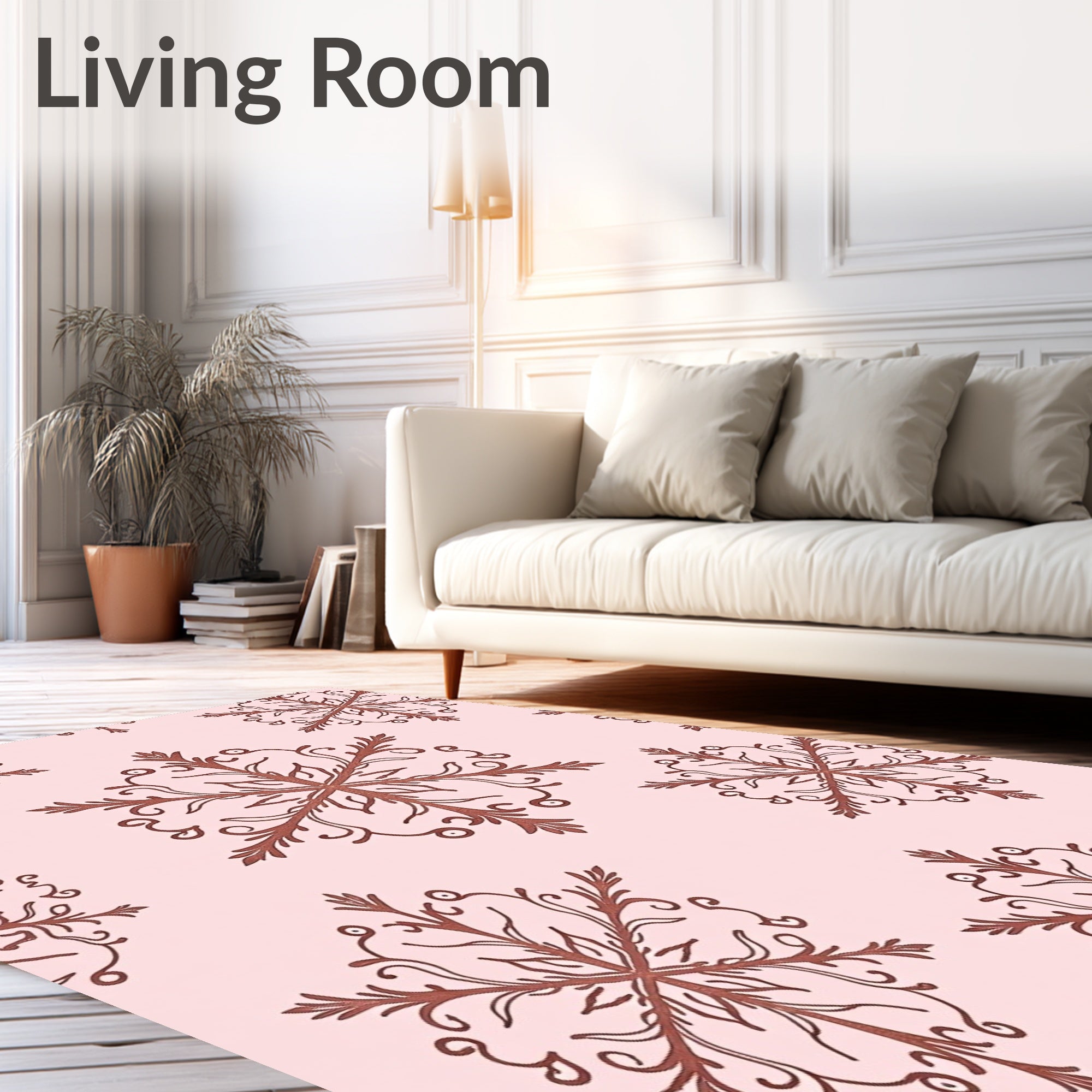 Rustic Pink Snowflake Medallion Rug