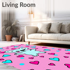 Cute Blue Koala Hearts And Dots Rug