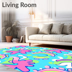 Bright Pink Organic Shape Splash Rug