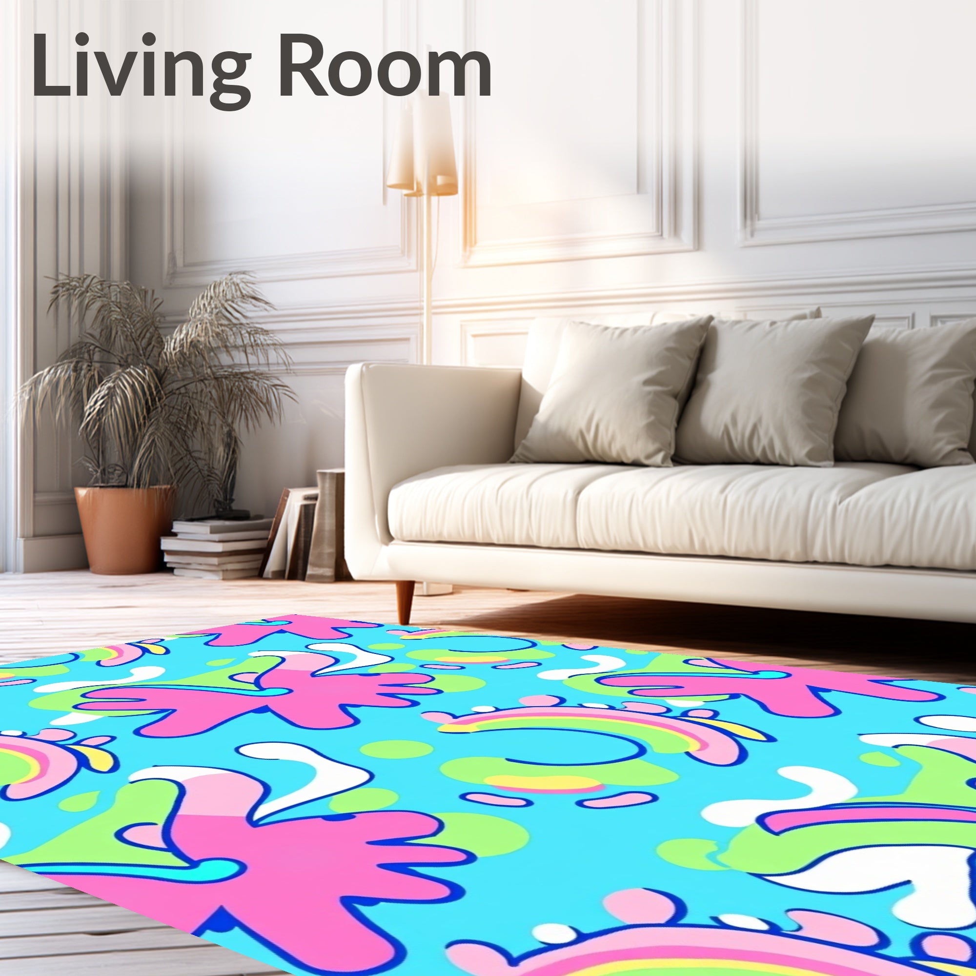 Bright Pink Organic Shape Splash Rug