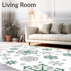 Green And Gray Snowflake Cluster Rug
