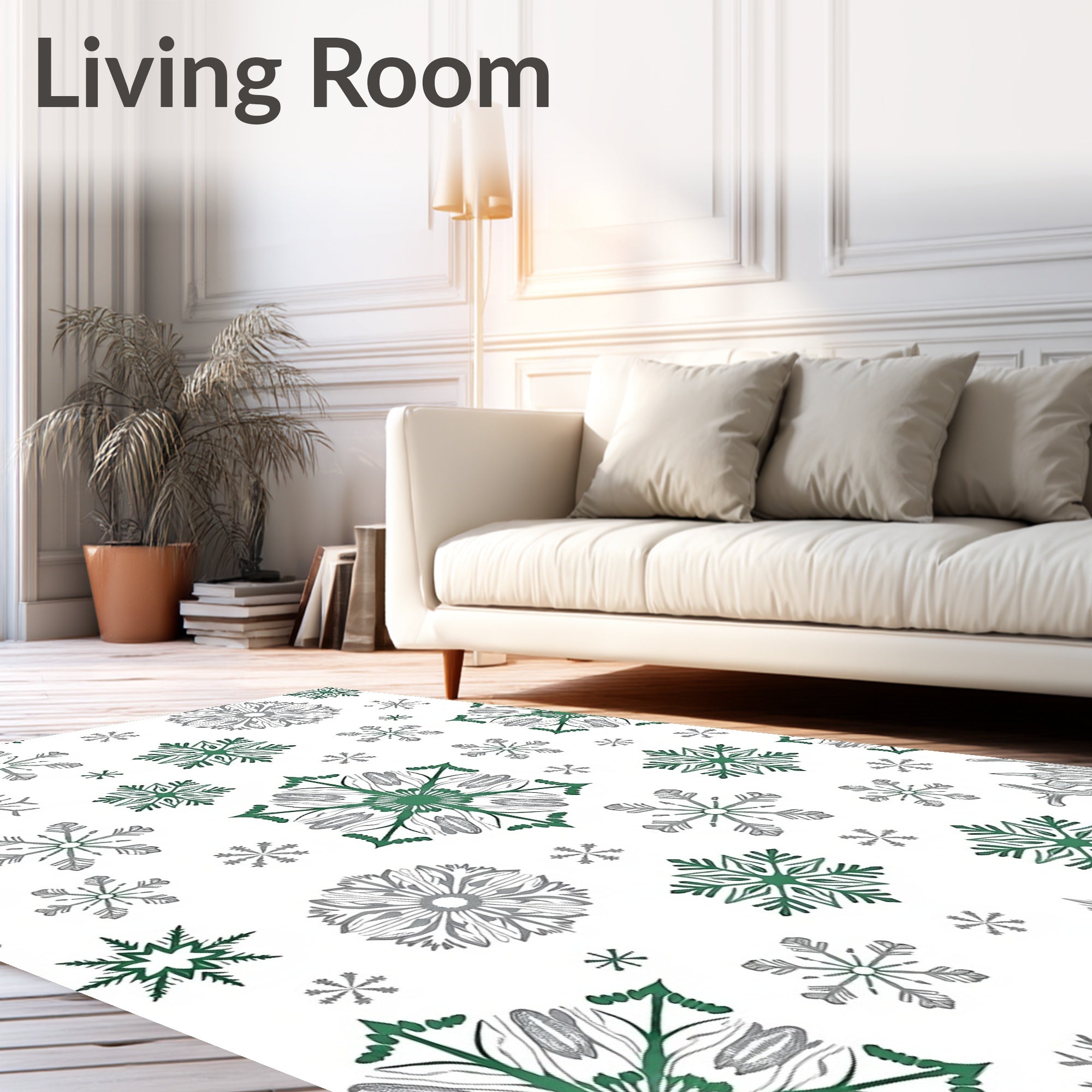 Green And Gray Snowflake Cluster Rug