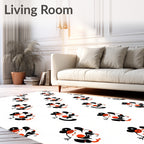 Playful Orange Red Black Characters Rug