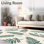Forest Green Palm Frond Scattered Rug