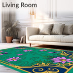 Purple Lily Pond Dragonfly Garden Rug