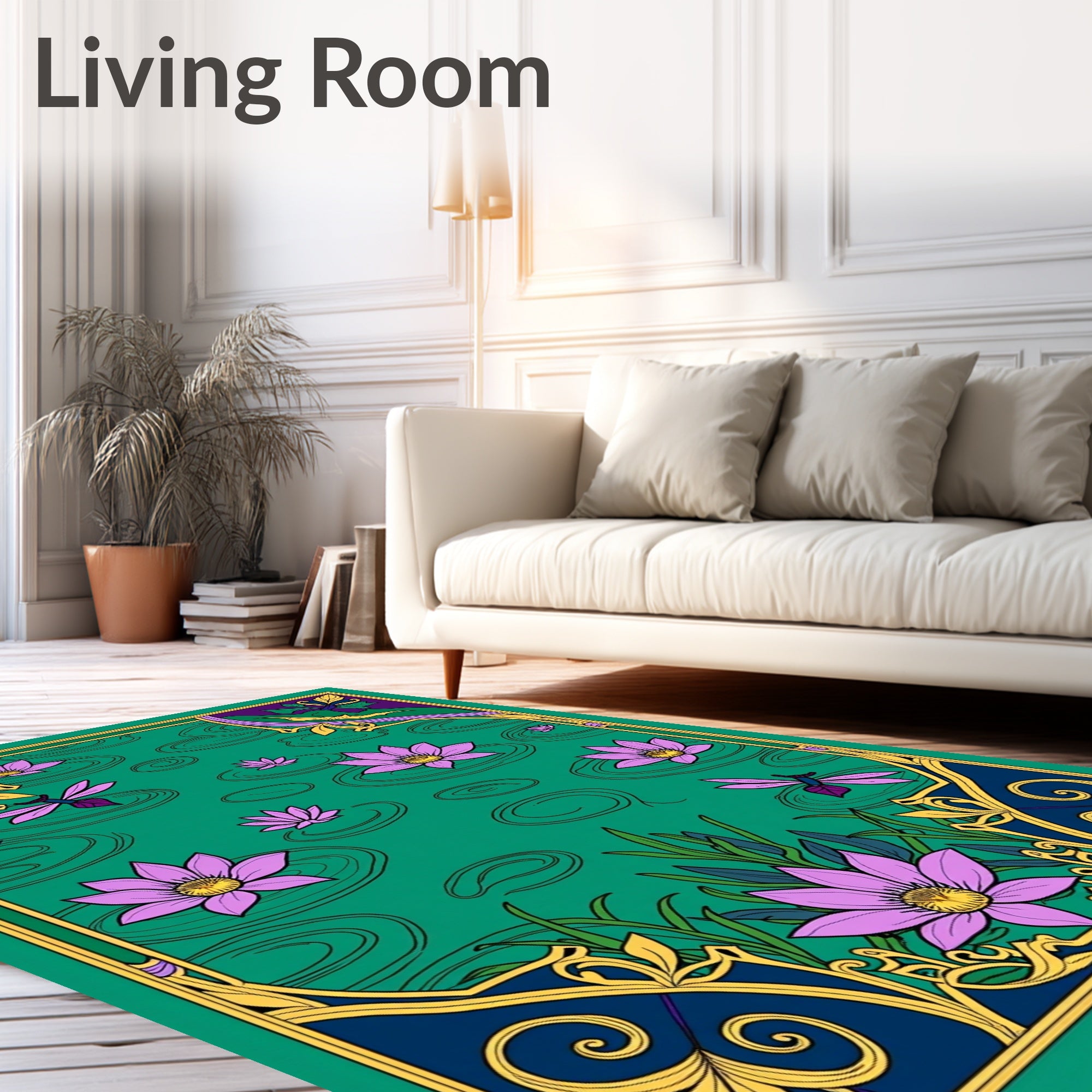 Purple Lily Pond Dragonfly Garden Rug