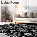 Monochromatic Snowflake Winter Medley Rug