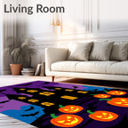 Spooky Pumpkin Haunted Castle Bats Rug