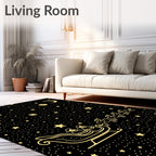 Golden Starry Night Sleigh Ride Rug