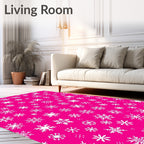 Pink White Snowflake Cluster Array Rug