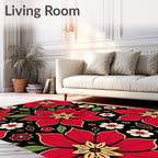 Bold Red Floral Bloom Garden Rug
