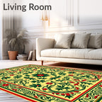 Victorian Yellow Red Green Floral Rug
