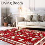 Red White Cream Reindeer Snowflake Garland Rug