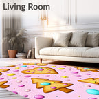 Sweet Christmas Cookies Pink Background Rug