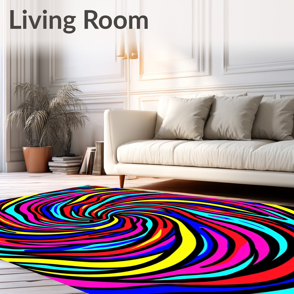 Vibrant Psychedelic Swirl Stripes Rug
