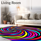 Vibrant Psychedelic Swirl Stripes Rug
