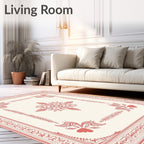 Crimson Heart Floral Border Rug
