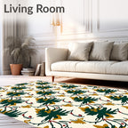 Forest Green Floral Butterfly Swirl Rug