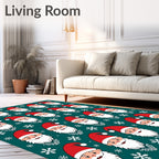 Festive Red Santa Claus Snowflakes Background Rug