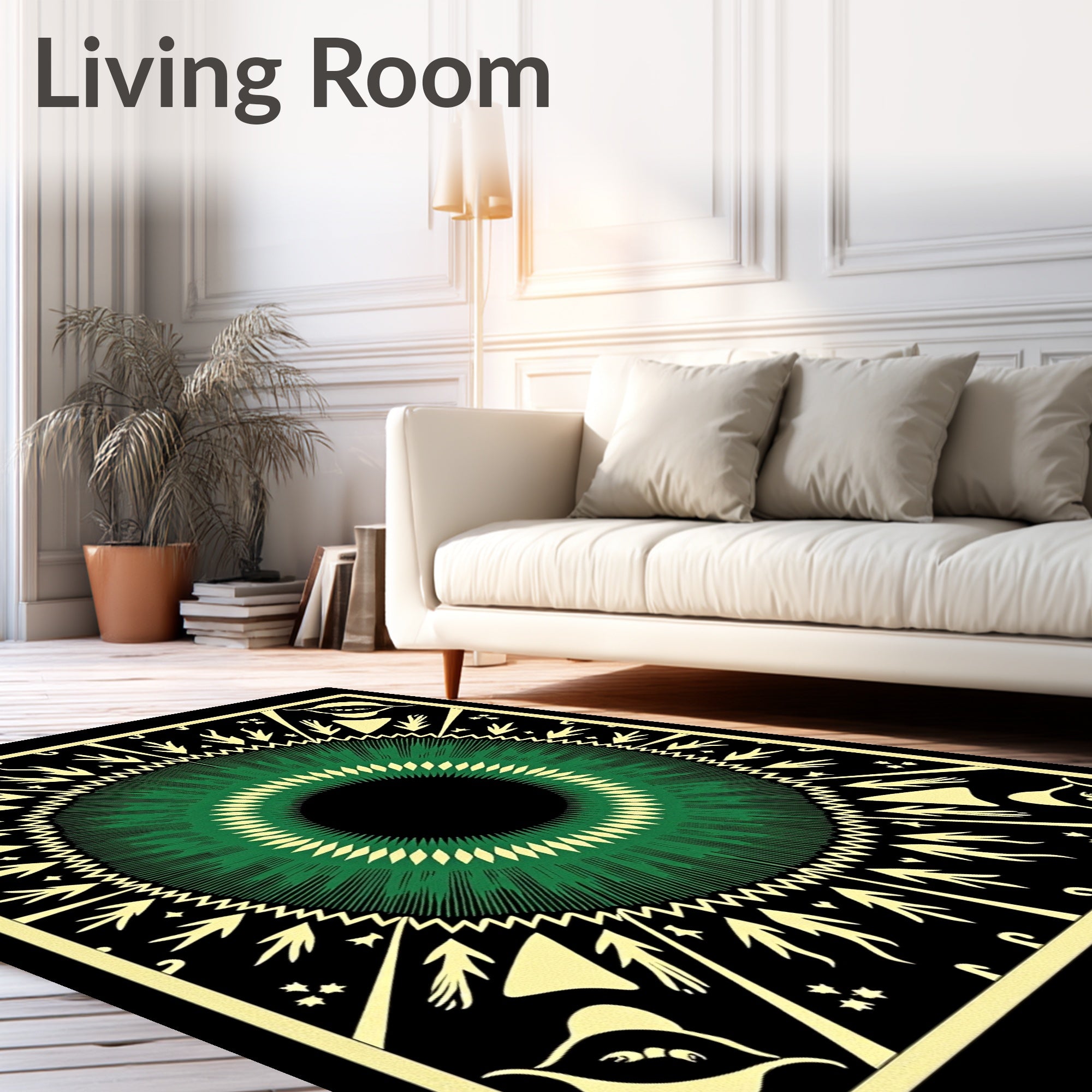 Green Yellow Eye Mandala Rug