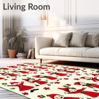 Red Gnomes Festive Floral Scatter Rug