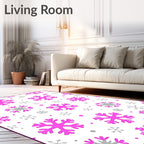 Pink And Gray Snowflake Medley Rug