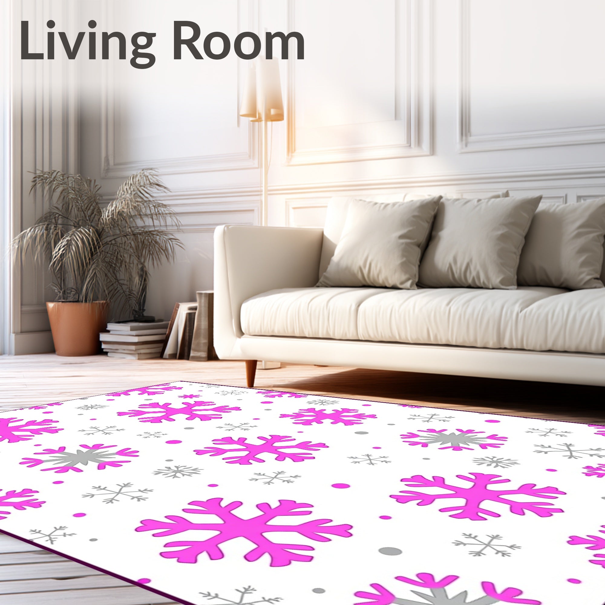 Pink And Gray Snowflake Medley Rug