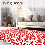 Bold Red Swirl Abstract Textile Rug