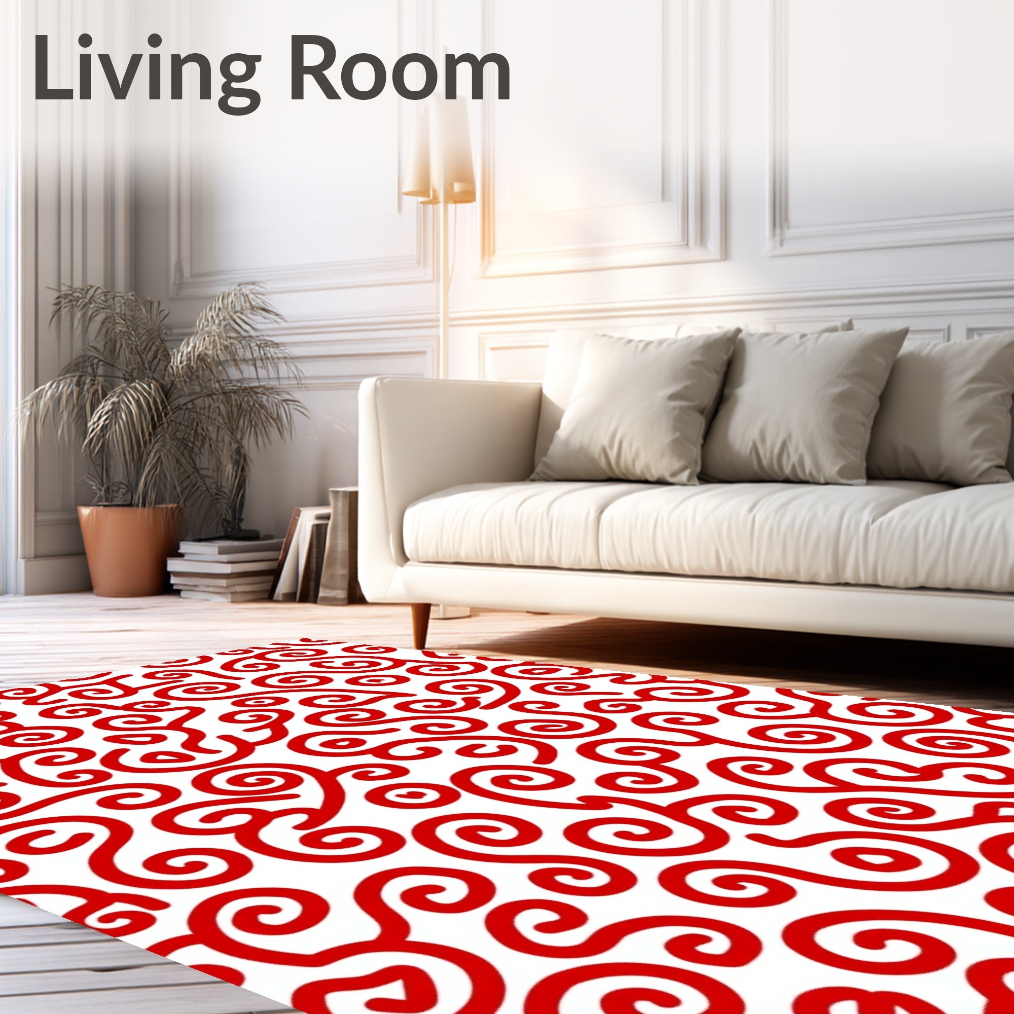 Bold Red Swirl Abstract Textile Rug