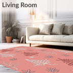 Coral White Pinecone Trees Rug