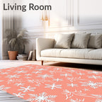 Coral Snowflake Cluster Winter Blanket Rug