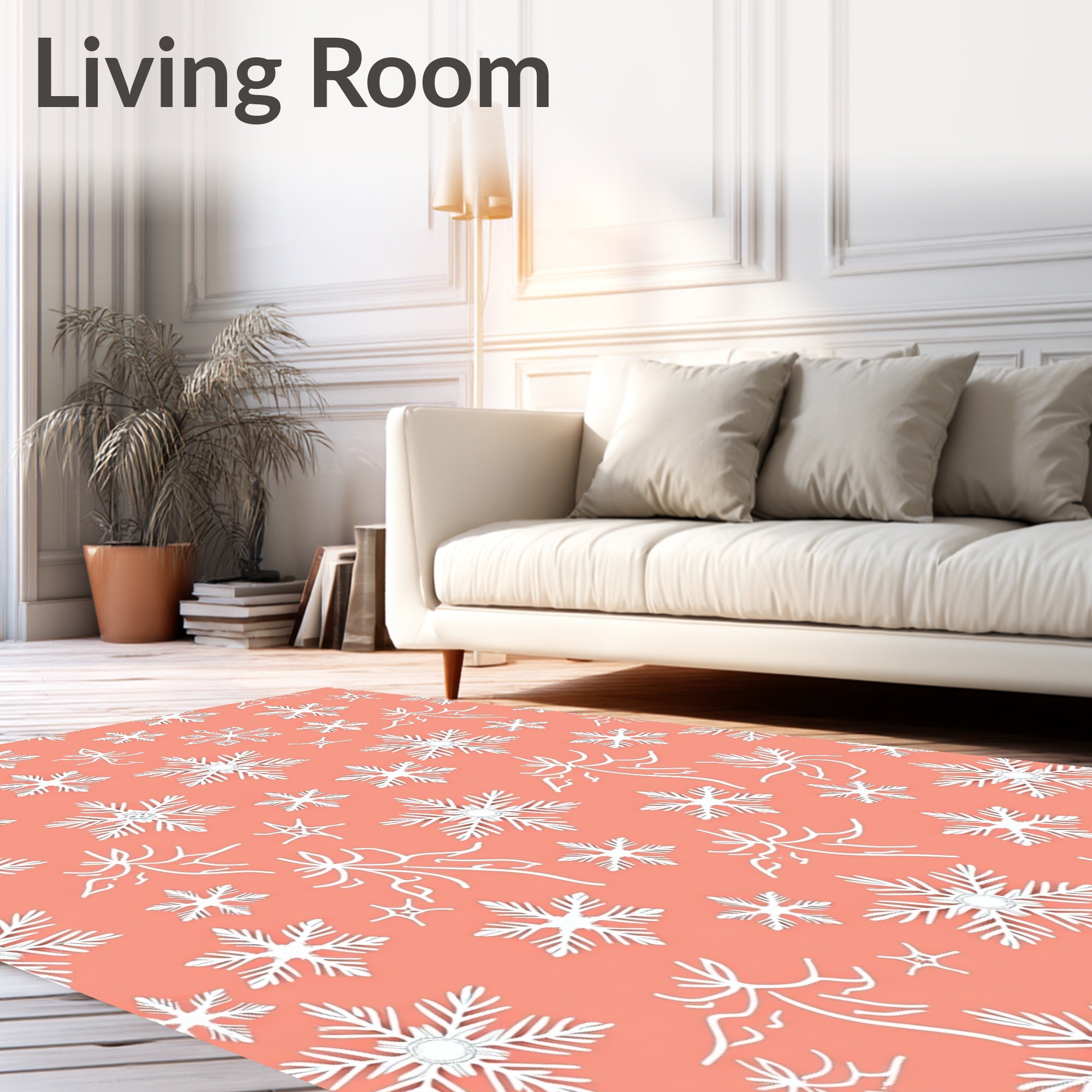Coral Snowflake Cluster Winter Blanket Rug