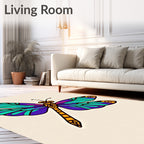 Vibrant Blue Green Dragonfly Swirl Rug