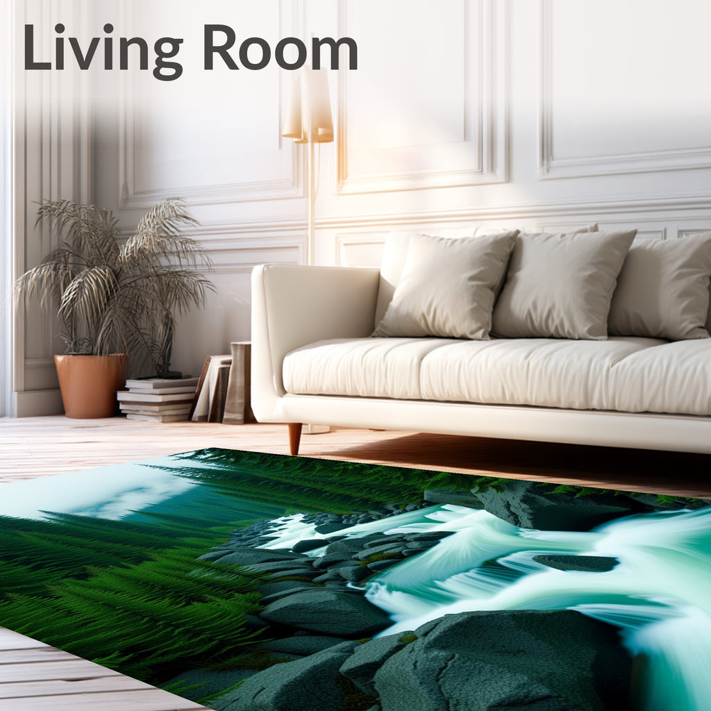 Verdant Forest Cascading River Rug