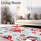 Festive Red Santa Claus Snowflakes Rug