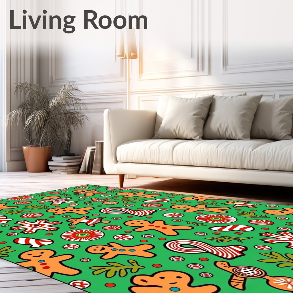 Christmas Gingerbread Candy Snowflake Medley Rug
