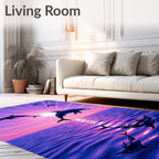 Jumping Dolphins Ocean Sunset Aura Rug