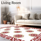 Red Gold Sunburst Border Accents Rug