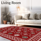 Crimson White Hexagonal Star Burst Rug