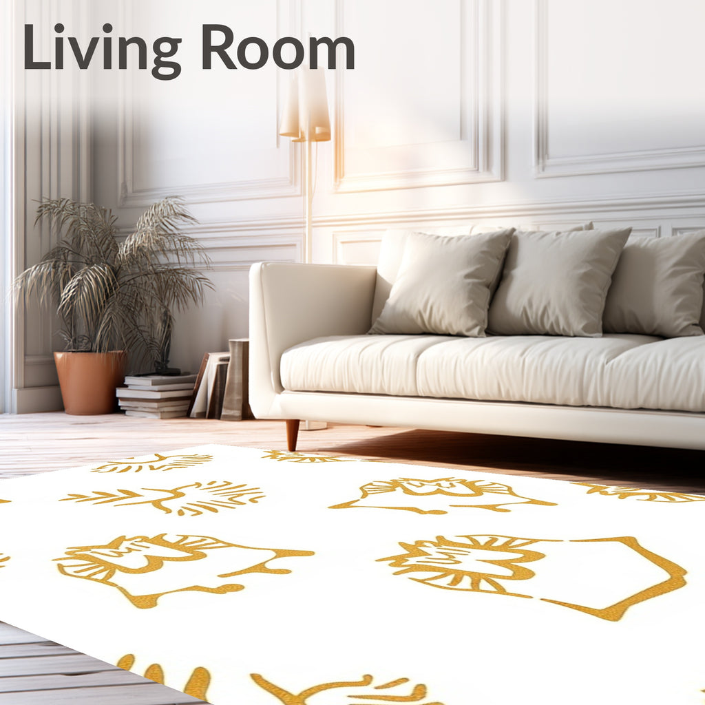 Golden Stylized Owl Medallion Rug