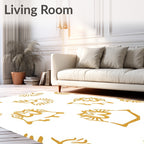 Golden Stylized Owl Medallion Rug