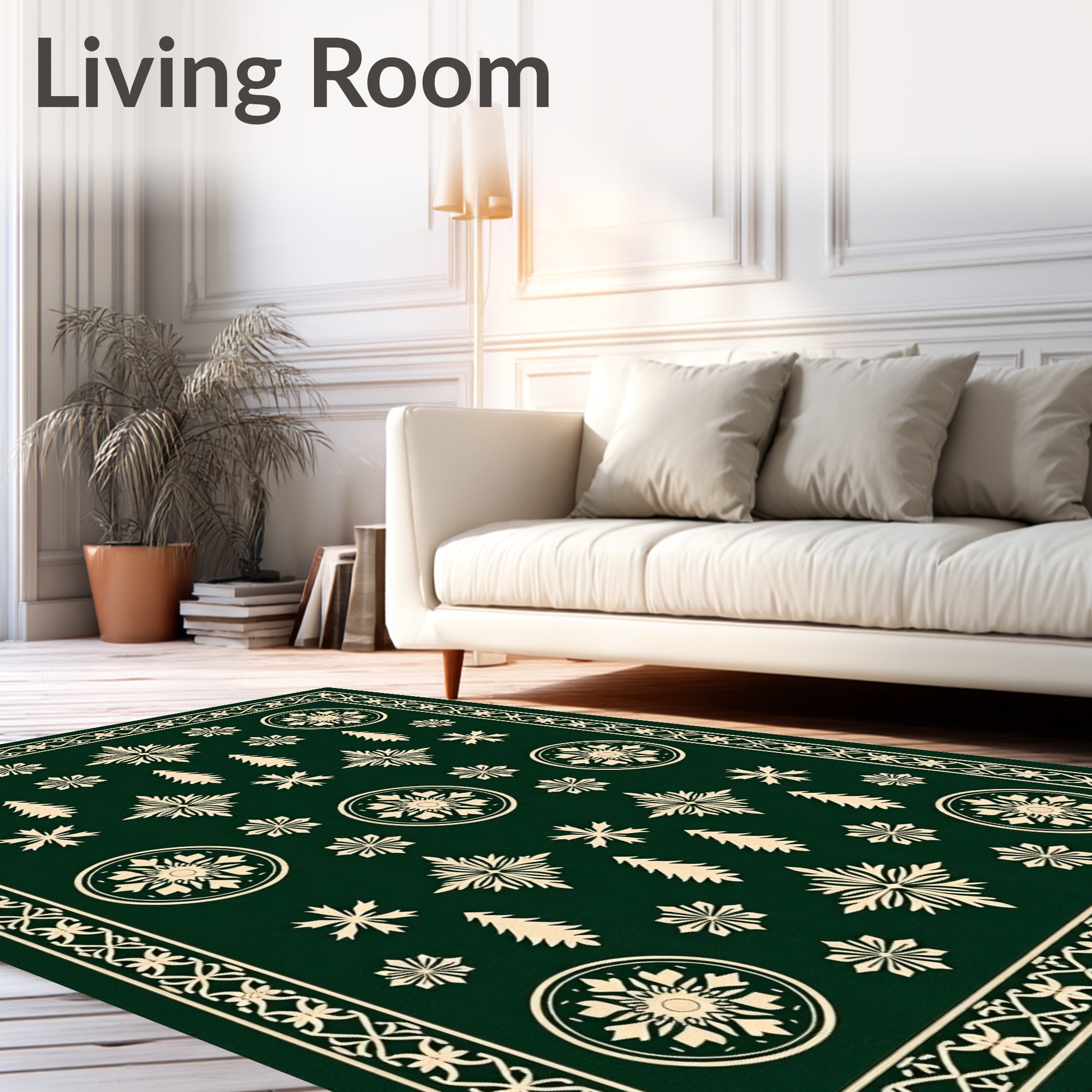 Green Snowflake Tree Star Medallion Rug