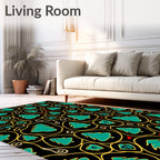 Teal Christmas Trees Abstract Black Rug