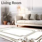 Dark Brown Floral Flourish Classic Frame Rug