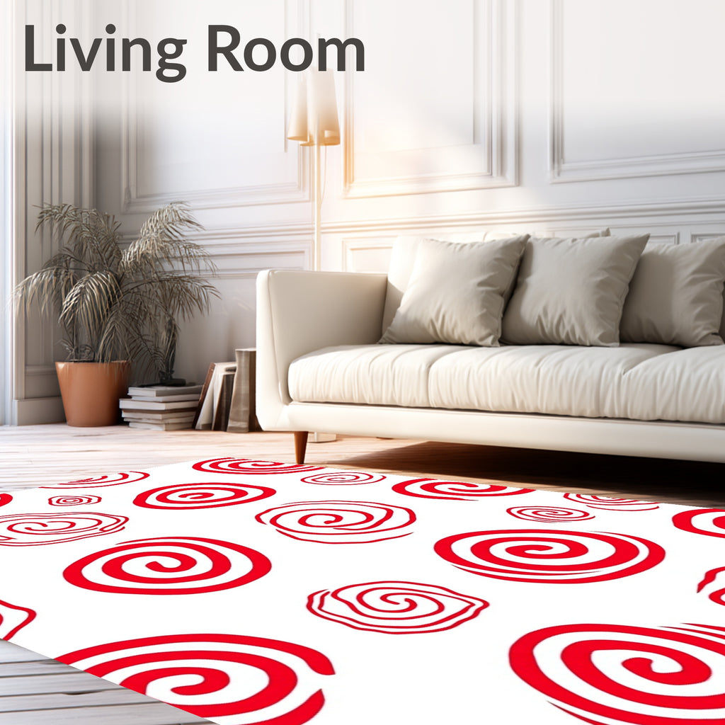 Crimson Swirl Abstract Medley Rug