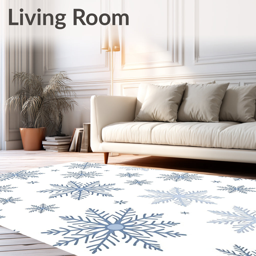 Light Blue Snowflake Scatter Rug